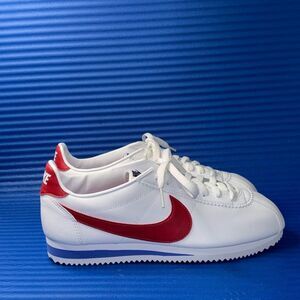 Size 10.5- Women’s Nike Cortez Shoes Classic Forrest Gump White Red 807471-103